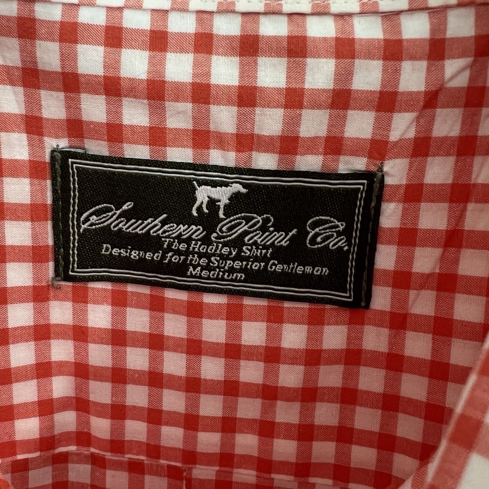 Southern Point Co The Hadley Shirt Men's Medium Button Up Checkered Orange White - Picture 7 of 8